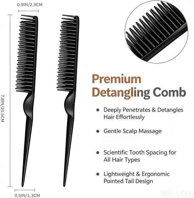 Alt view image 2 of 7 - 3 Row Comb for Natural Hair, 4PCS Three Row Comb for Curly Hair Styling Comb for Detangling, Defining and Separating Curls