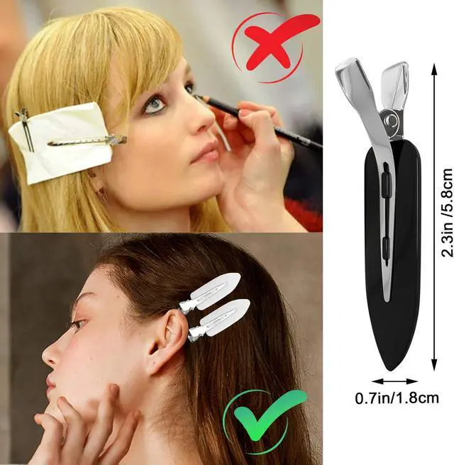 Alt view image 2 of 7 - Hair Clip, 12 Pcs No Crease Hair Clips for Styling and Makeup | 3 Colors ABS Resin and Stainless Steel Hair Clips, Non Slip, No Bend Design, Suitable for All Hairstyles