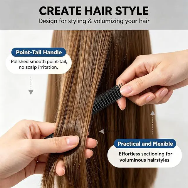 Alt view image 6 of 7 - 3 Row Comb for Natural Hair, 4PCS Three Row Comb for Curly Hair Styling Comb for Detangling, Defining and Separating Curls