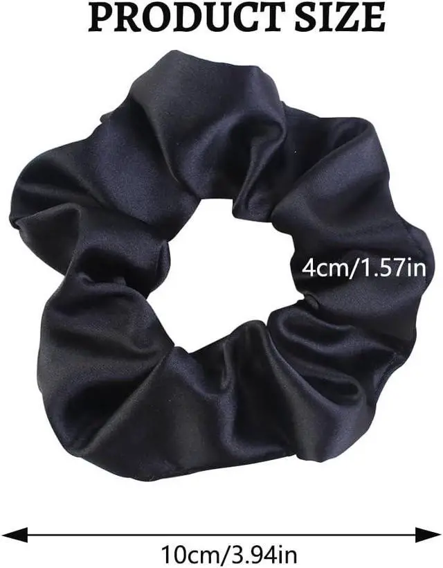 Alt view image 2 of 5 - Satin Scrunchies for Women, 5PCS Black Hair Ties for Girls No Crease Frizz-Free Soft Stylish Hair Accessories Gifts