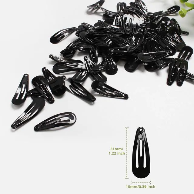 Alt view image 2 of 7 - MJIYA 50 Pack Clips for Hair, Black 1.2 Inch Barrettes Women Metal Snap Hair Clips Accessories