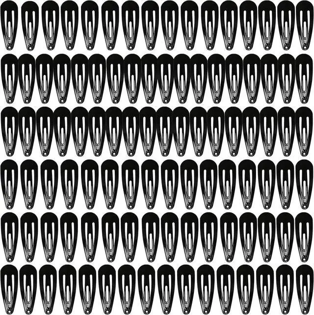 Main image of MJIYA 50 Pack Clips for Hair, Black 1.2 Inch Barrettes Women Metal Snap Hair Clips Accessories