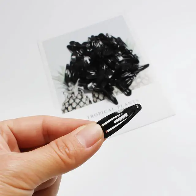 Alt view image 3 of 7 - MJIYA 50 Pack Clips for Hair, Black 1.2 Inch Barrettes Women Metal Snap Hair Clips Accessories