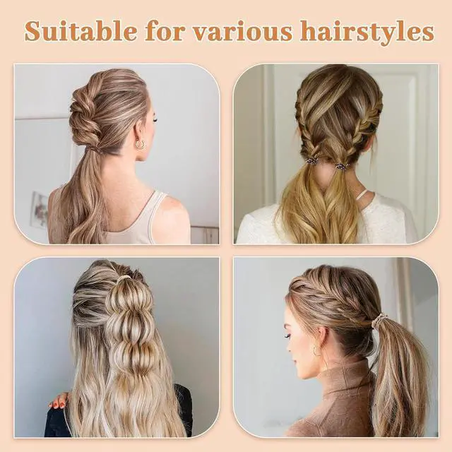 Alt view image 6 of 7 - 20 PCS Boho Hair Ties, Bracelets Hair Ties for Thick or Thin Hair | 5 Styles Boho Ties for Ponytail Holders, 2.36 Hair Ties No-Damage, Neutral Color
