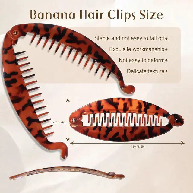 Alt view image 4 of 7 - Banana Hair Clip, 4 PCS Large Banana Clips for Women (Leopard) | Flexible Hair Clips for Thick Hair, Classic Hair Comb for Any Occasion