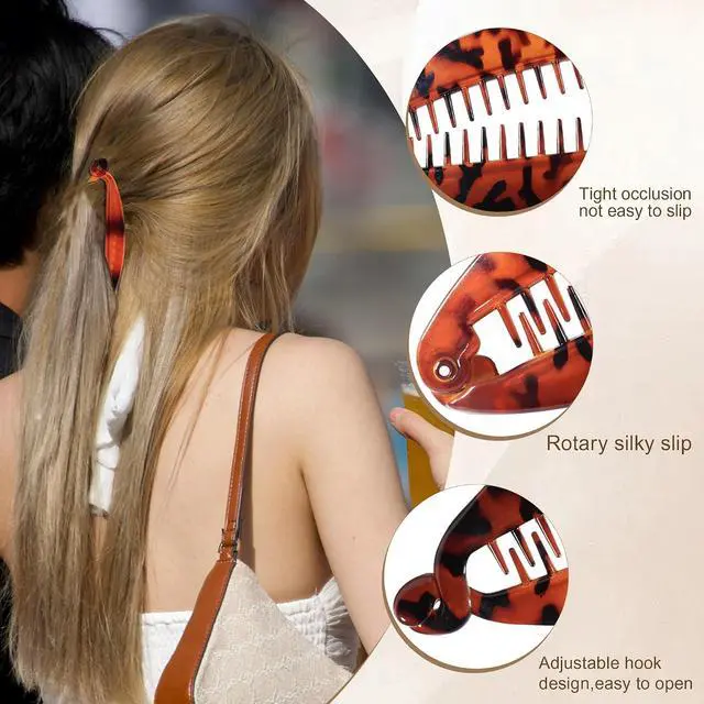 Alt view image 2 of 7 - Banana Hair Clip, 4 PCS Large Banana Clips for Women (Leopard) | Flexible Hair Clips for Thick Hair, Classic Hair Comb for Any Occasion