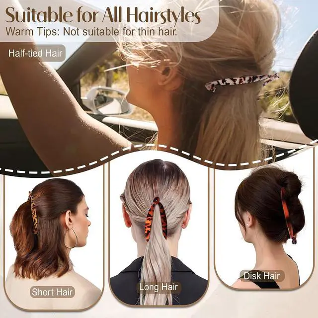 Alt view image 3 of 7 - Banana Hair Clip, 4 PCS Large Banana Clips for Women (Leopard) | Flexible Hair Clips for Thick Hair, Classic Hair Comb for Any Occasion
