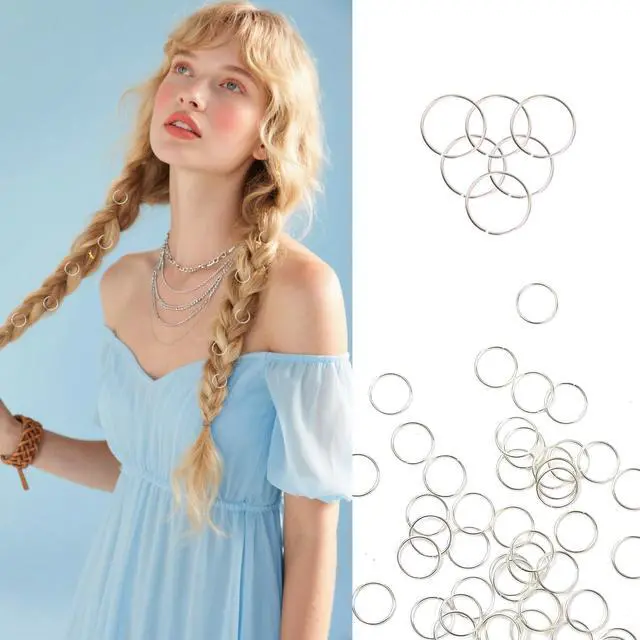Alt view image 2 of 7 - 100 Pcs Hair Rings Braid Rings Hair Loop Clips for Women Hair Clips Accessories (Silver)