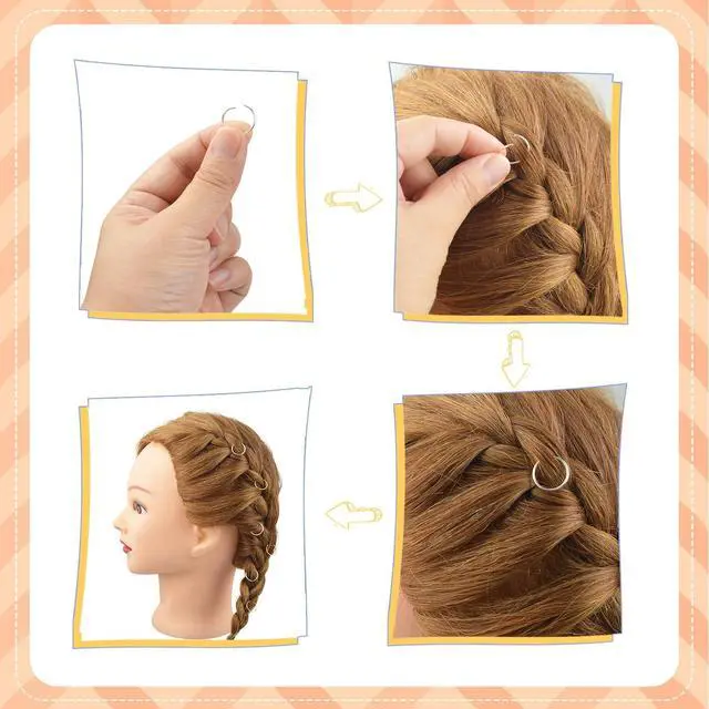 Alt view image 5 of 7 - 100 Pcs Hair Rings Braid Rings Hair Loop Clips for Women Hair Clips Accessories (Silver)