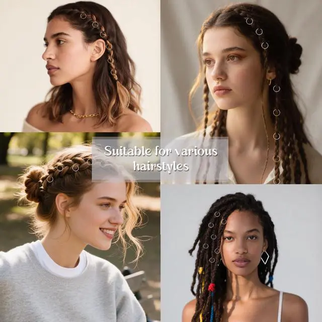 Alt view image 7 of 7 - 100 Pcs Hair Rings Braid Rings Hair Loop Clips for Women Hair Clips Accessories (Silver)