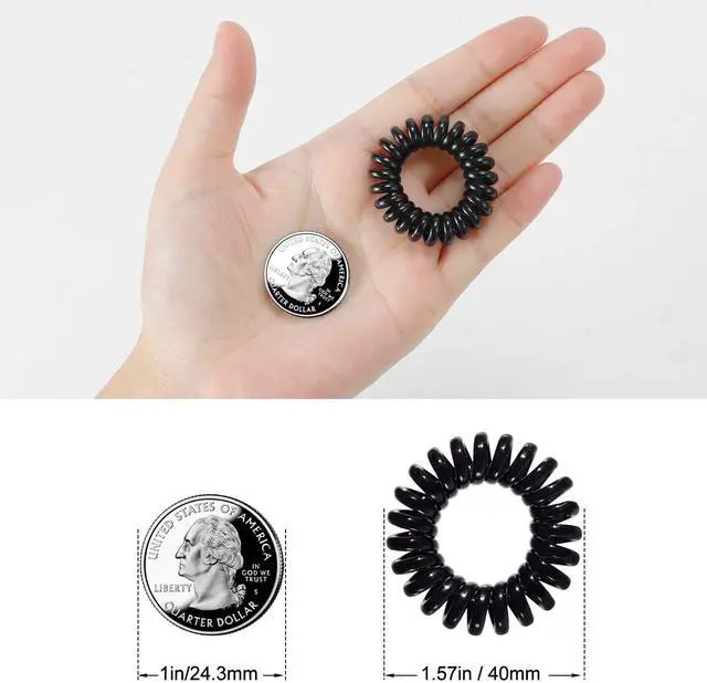 Alt view image 3 of 7 - TailaiMei 30 Pcs Spiral Hair Ties, No Crease Coil Phone Cord Hair Ties for Thick Hair - Women Ponytail Holder Elastics(Black&Transparent)