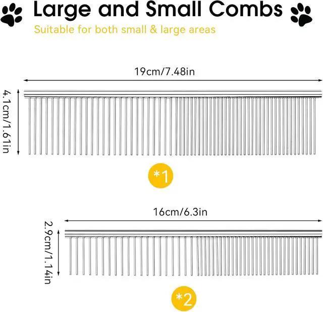 Alt view image 2 of 7 - BEVTEE 3 Pcs Dog Combs for Grooming Matting, Greyhound Metal Comb for Cat | Removing Tangles Knots, Pet Grooming Tool, Stainless Steel Teeth Without Scratching the Skin for Pet Greyhound Poodle Doodle