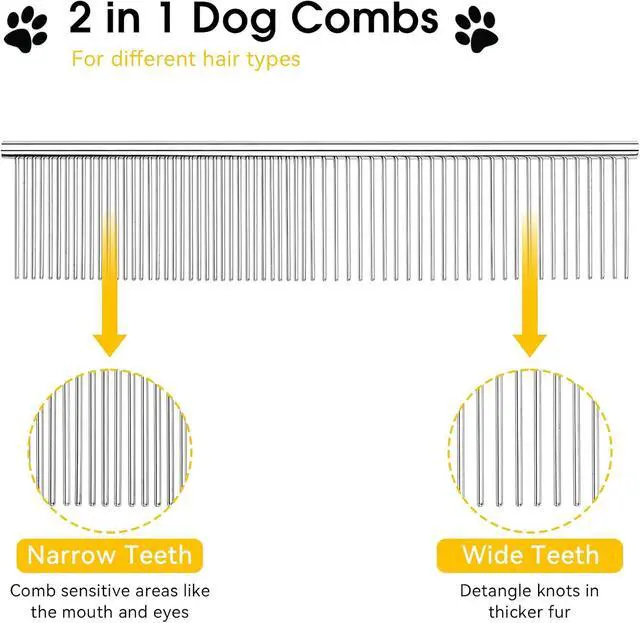 Alt view image 4 of 7 - BEVTEE 3 Pcs Dog Combs for Grooming Matting, Greyhound Metal Comb for Cat | Removing Tangles Knots, Pet Grooming Tool, Stainless Steel Teeth Without Scratching the Skin for Pet Greyhound Poodle Doodle
