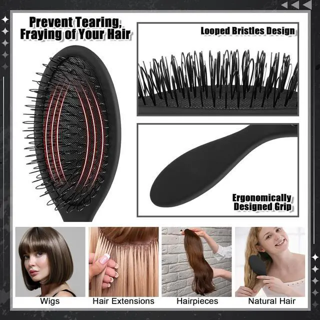 Alt view image 2 of 7 - auroray 3Pcs Wig Brush Comb Set with 4Pcs Wig Caps, Professional Hair Extension Loop Brush 3 Row Wire Brush Wide-Tooth Comb for Human and Synthetic Hair