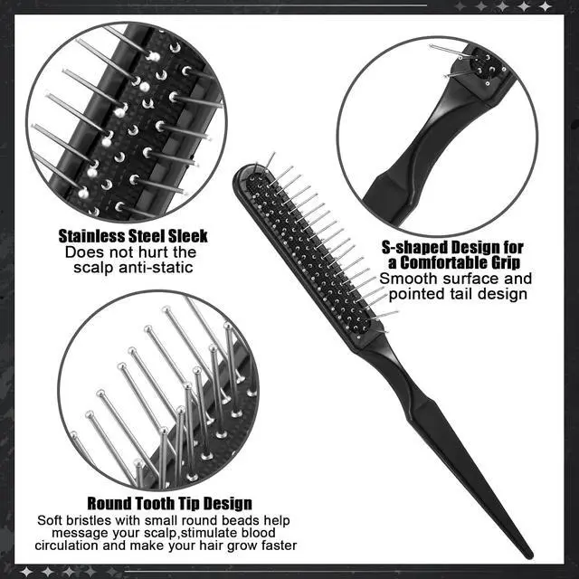 Alt view image 3 of 7 - auroray 3Pcs Wig Brush Comb Set with 4Pcs Wig Caps, Professional Hair Extension Loop Brush 3 Row Wire Brush Wide-Tooth Comb for Human and Synthetic Hair