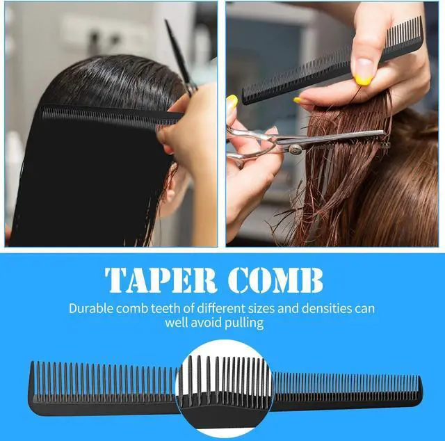 Alt view image 5 of 7 - Boao 6 Pieces Tapered Comb Barber Hair Combs Carbon Fiber | loc Salon Hairdressing Fine and Wide Tooth Hair Cutting Comb Heat Resistant Tapering Barber Stylist for Men Women