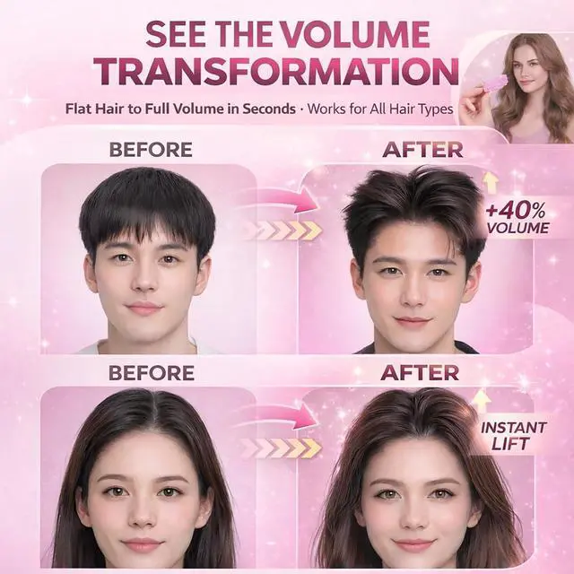 Alt view image 3 of 7 - Hair Volume Clip 2 Pack for Fluffy Hairstyles, No-Crease Hair Volumizing Clip Comb, Root Lifting Volume Booster Tool for Full, High Crown Look, Ideal for Blow-Dry Styling for Men & Women