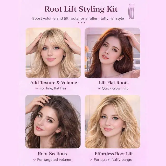 Alt view image 4 of 7 - Hair Volume Clip 2 Pack for Fluffy Hairstyles, No-Crease Hair Volumizing Clip Comb, Root Lifting Volume Booster Tool for Full, High Crown Look, Ideal for Blow-Dry Styling for Men & Women