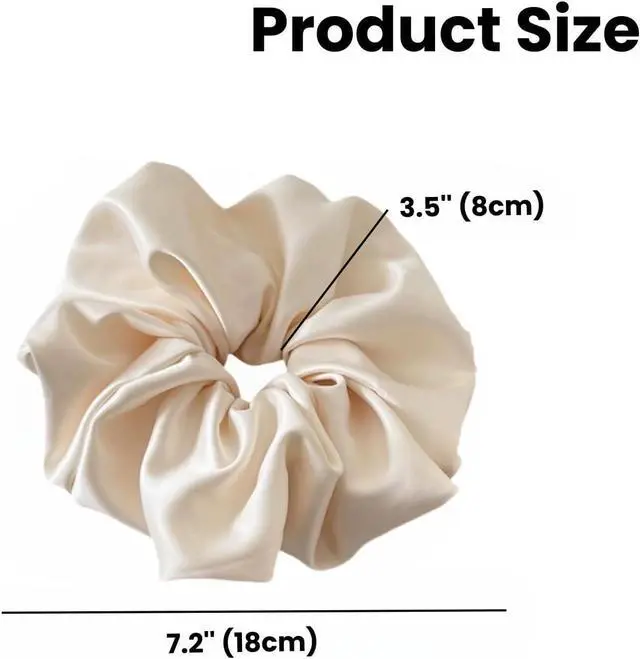 Alt view image 2 of 6 - PIDOUDOU 2 Pack Jumbo Satin Silk Scrunchies, 7.5 Inch Hair Ties | Secure Hold for Thick Hair, Oversized Satin Design with Gentle, and Voluminous Hairstyles