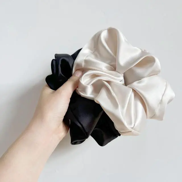 Alt view image 3 of 6 - PIDOUDOU 2 Pack Jumbo Satin Silk Scrunchies, 7.5 Inch Hair Ties | Secure Hold for Thick Hair, Oversized Satin Design with Gentle, and Voluminous Hairstyles