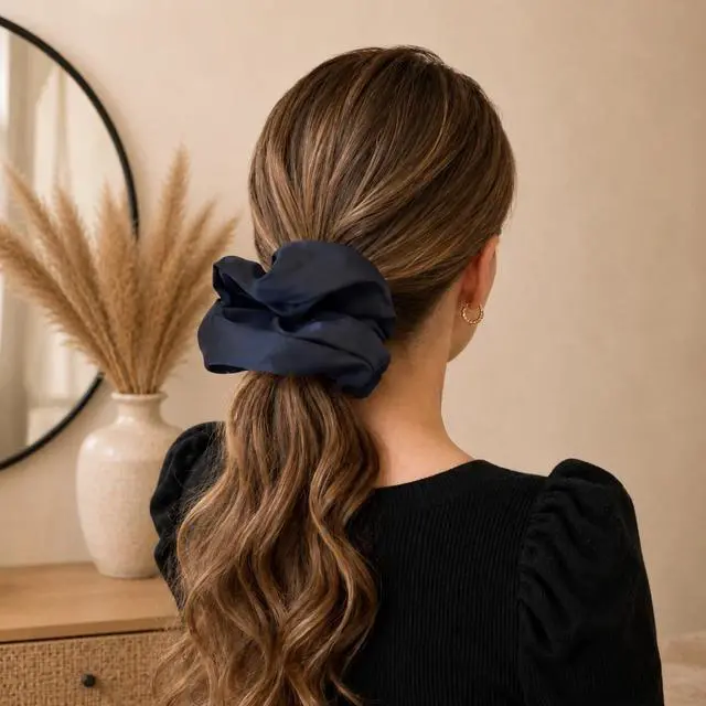 Alt view image 5 of 6 - PIDOUDOU 2 Pack Jumbo Satin Silk Scrunchies, 7.5 Inch Hair Ties | Secure Hold for Thick Hair, Oversized Satin Design with Gentle, and Voluminous Hairstyles