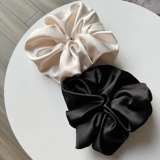 Alt view image 6 of 6 - PIDOUDOU 2 Pack Jumbo Satin Silk Scrunchies, 7.5 Inch Hair Ties | Secure Hold for Thick Hair, Oversized Satin Design with Gentle, and Voluminous Hairstyles