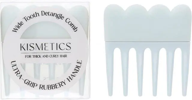 Main image of Wide Tooth Comb, Detangling Comb for Curly Hair, Non-Slip Grip Handle, Knot-Free Tool for Natural, Coily, Thick & Curly Wet or Dry Hair, Distributes Conditioner, Light Blue