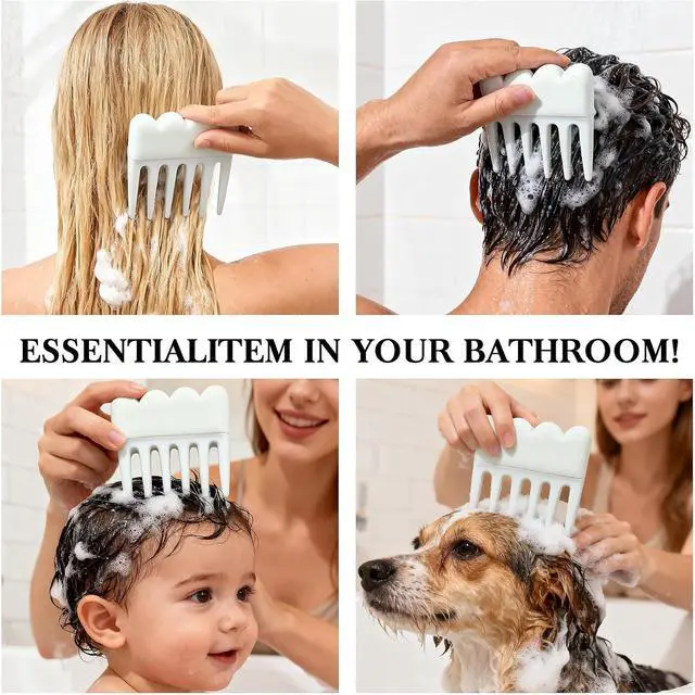 Alt view image 4 of 7 - Wide Tooth Comb, Detangling Comb for Curly Hair, Non-Slip Grip Handle, Knot-Free Tool for Natural, Coily, Thick & Curly Wet or Dry Hair, Distributes Conditioner, Light Blue