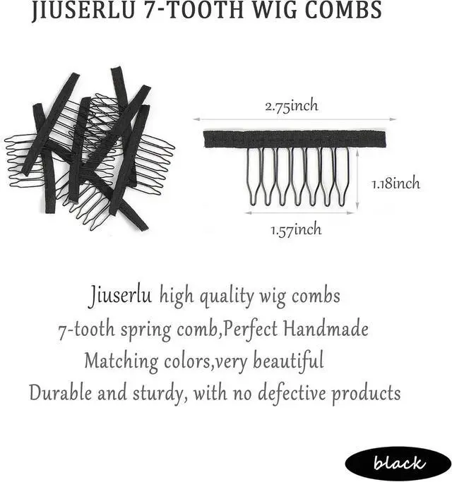 Alt view image 2 of 6 - 20 Pieces Wig Combs Wig Clips Wig Combs to Secure Wig 7-teeth Wig Accessories Tools For Making Wig Caps Wig Comb (Black,20 Pcs)