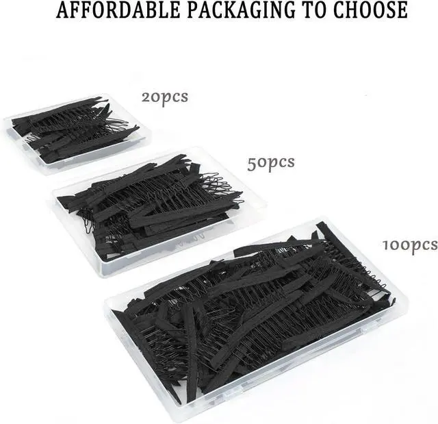 Alt view image 4 of 6 - 20 Pieces Wig Combs Wig Clips Wig Combs to Secure Wig 7-teeth Wig Accessories Tools For Making Wig Caps Wig Comb (Black,20 Pcs)