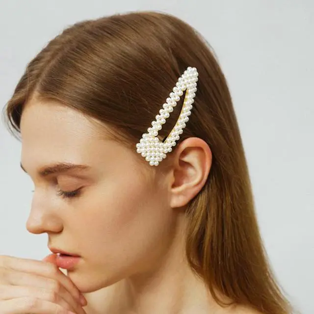 Alt view image 4 of 7 - BlingKingdom 2 PCS 3.3" Pearl Hair Clips, Snap Barrettes for Girls Women | Pearl Snap Hair Clips, Tightly, Elegant and Sweet Hair Styles, for Bridesmaid, Wedding