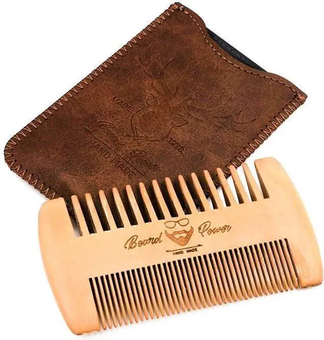 Alt view image 5 of 7 - Wooden Beard comb for Men with Travel Case | Small Pocket Size, Nature Wood, Hair & Beard Use, Deer Print
