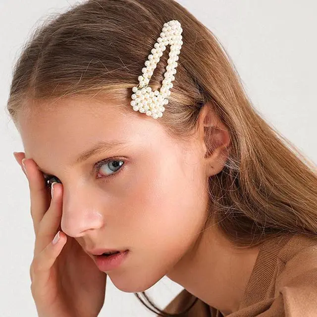 Alt view image 5 of 7 - BlingKingdom 2 PCS 3.3" Pearl Hair Clips, Snap Barrettes for Girls Women | Pearl Snap Hair Clips, Tightly, Elegant and Sweet Hair Styles, for Bridesmaid, Wedding