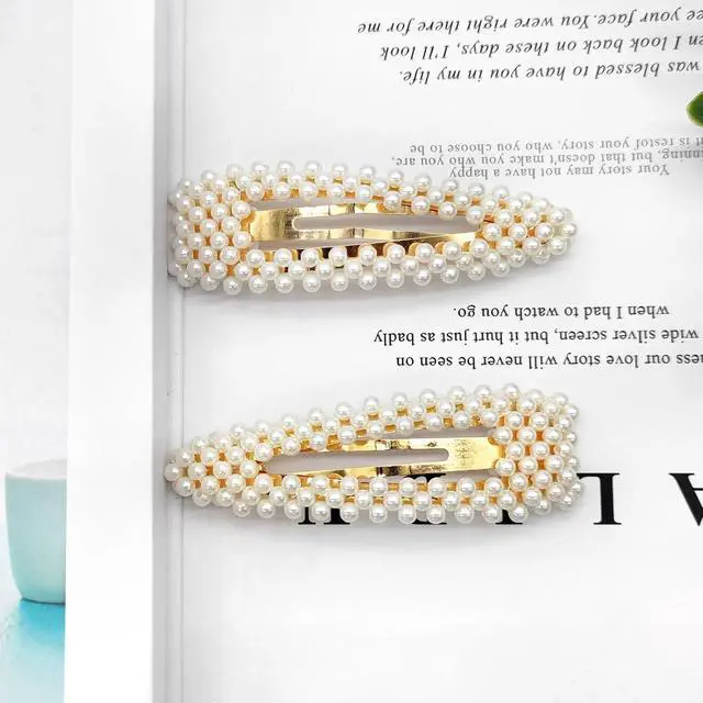 Alt view image 6 of 7 - BlingKingdom 2 PCS 3.3" Pearl Hair Clips, Snap Barrettes for Girls Women | Pearl Snap Hair Clips, Tightly, Elegant and Sweet Hair Styles, for Bridesmaid, Wedding