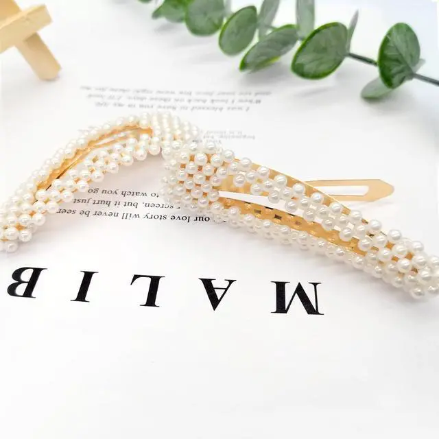 Alt view image 7 of 7 - BlingKingdom 2 PCS 3.3" Pearl Hair Clips, Snap Barrettes for Girls Women | Pearl Snap Hair Clips, Tightly, Elegant and Sweet Hair Styles, for Bridesmaid, Wedding