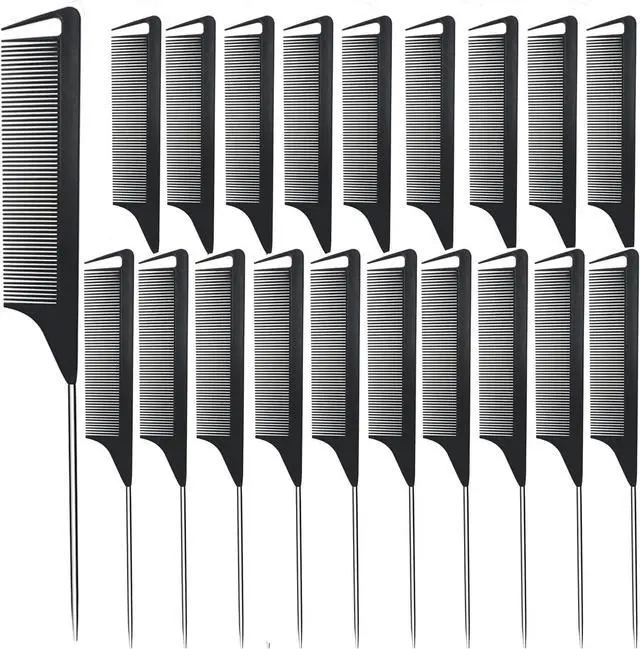 Main image of Metal Carbon Parting Combs for Women, Girls - 20 PCS for Curly, Braiding, Styling Hair (Black)