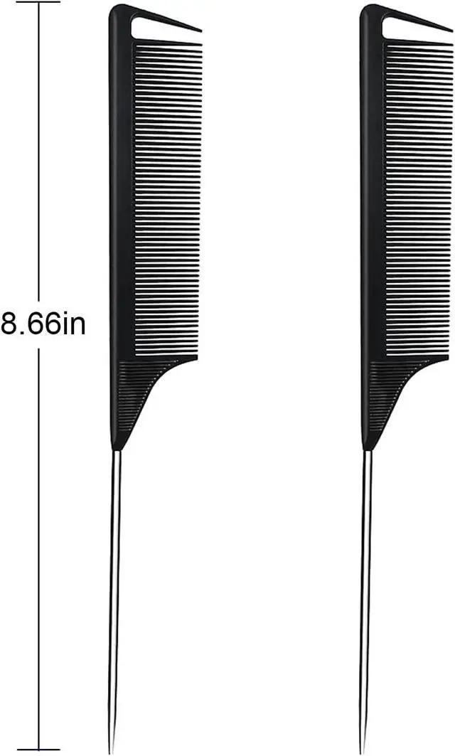 Alt view image 2 of 5 - Metal Carbon Parting Combs for Women, Girls - 20 PCS for Curly, Braiding, Styling Hair (Black)