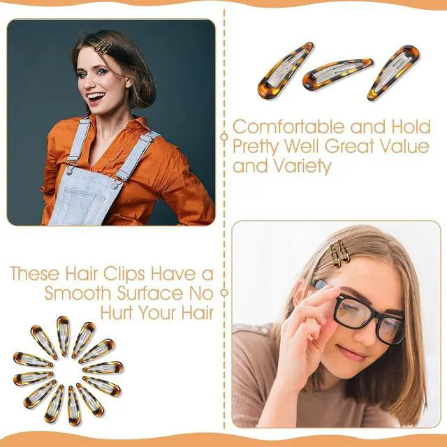 Alt view image 2 of 7 - Nogeqi 12PCS Metal Snap Hair Clips Tortoise, Hair Barrettes for Women, Hair Snap Clips for Women, Vintage Tortoise Hair Clips Snap, Snap Barrettes for Women Girls Suitable for All Hair Types