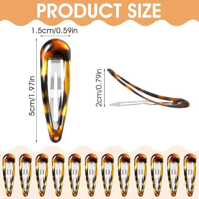 Alt view image 3 of 7 - Nogeqi 12PCS Metal Snap Hair Clips Tortoise, Hair Barrettes for Women, Hair Snap Clips for Women, Vintage Tortoise Hair Clips Snap, Snap Barrettes for Women Girls Suitable for All Hair Types