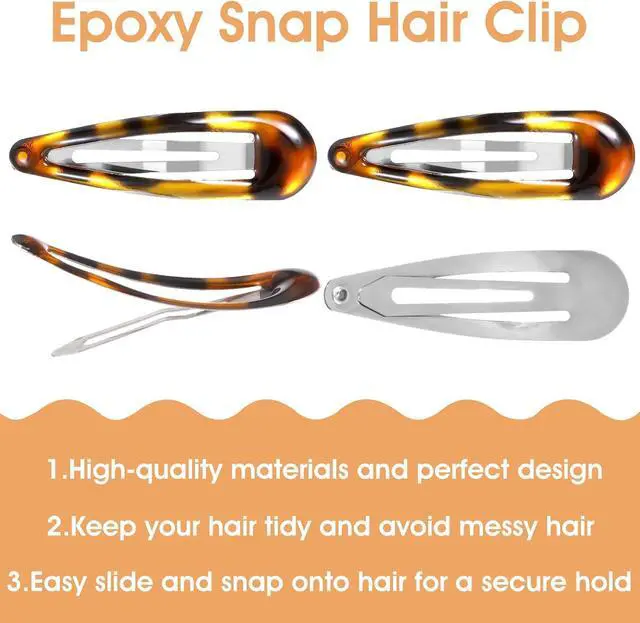Alt view image 5 of 7 - Nogeqi 12PCS Metal Snap Hair Clips Tortoise, Hair Barrettes for Women, Hair Snap Clips for Women, Vintage Tortoise Hair Clips Snap, Snap Barrettes for Women Girls Suitable for All Hair Types
