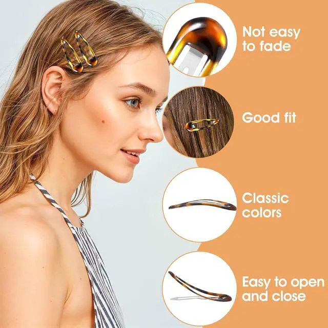 Alt view image 6 of 7 - Nogeqi 12PCS Metal Snap Hair Clips Tortoise, Hair Barrettes for Women, Hair Snap Clips for Women, Vintage Tortoise Hair Clips Snap, Snap Barrettes for Women Girls Suitable for All Hair Types