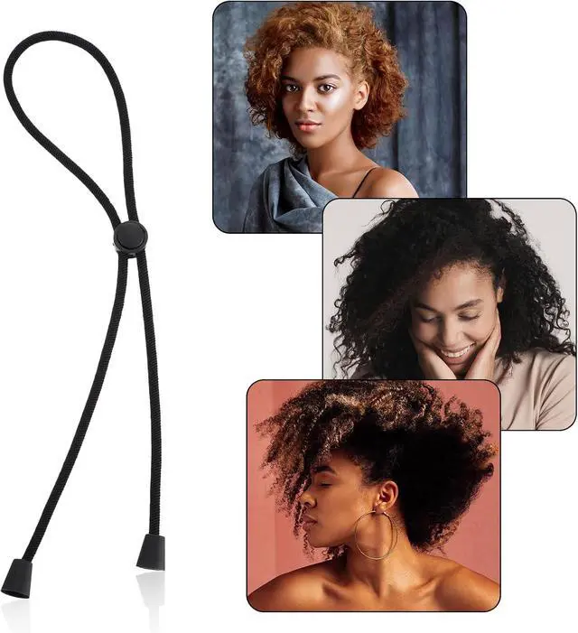 Alt view image 4 of 7 - 6 Piece Adjustable Hair Ties for Thick Black Drawstring Hair Accessories Silk Soft Ponytail Holders Satin Hairband for Curly Heavy Hairstyle