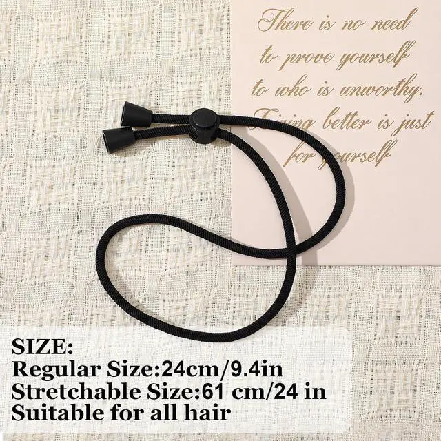 Alt view image 5 of 7 - 6 Piece Adjustable Hair Ties for Thick Black Drawstring Hair Accessories Silk Soft Ponytail Holders Satin Hairband for Curly Heavy Hairstyle