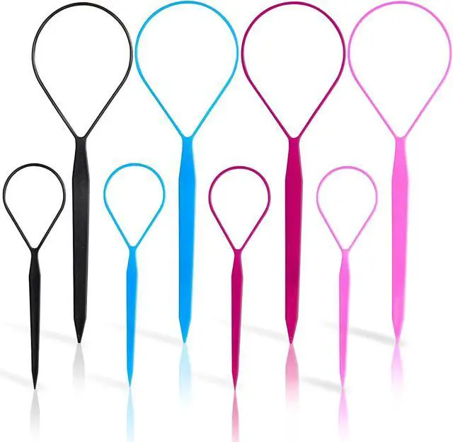 Main image of Topsy Tail Hair Tool Set, Ponytail Maker Loop Styling Tools, 2 Sizes, Multicolor, 8 Piece