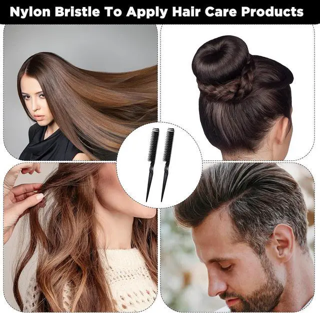 Alt view image 4 of 7 - 3 Row Hair Comb Set Rat Tail Styling Comb Curly Hair Styling Brush Black Unbraider Combs for Women Men Detangling Styling(2PCS)