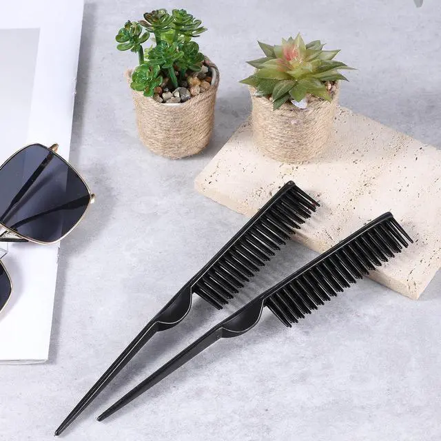 Alt view image 5 of 7 - 3 Row Hair Comb Set Rat Tail Styling Comb Curly Hair Styling Brush Black Unbraider Combs for Women Men Detangling Styling(2PCS)