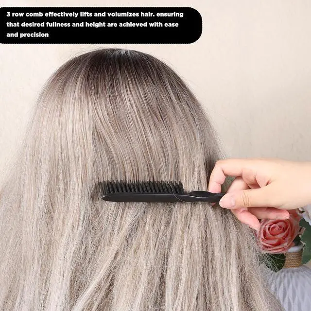 Alt view image 6 of 7 - 3 Row Hair Comb Set Rat Tail Styling Comb Curly Hair Styling Brush Black Unbraider Combs for Women Men Detangling Styling(2PCS)