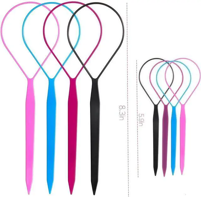 Alt view image 4 of 7 - Topsy Tail Hair Tool Set, Ponytail Maker Loop Styling Tools, 2 Sizes, Multicolor, 8 Piece