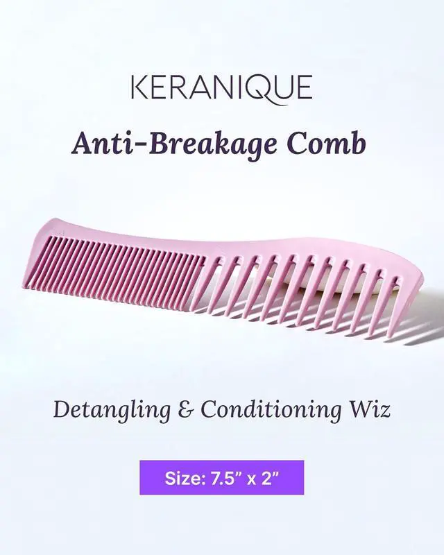 Alt view image 2 of 7 - Detangling Hair Comb for Women - 2-Sided Gentle Styling Comb With Wide and Fine Teeth - Conditioning and Detangling Comb for Thin, Thick, Curly, Straight, and All Other Womens Hair Types by Keranique