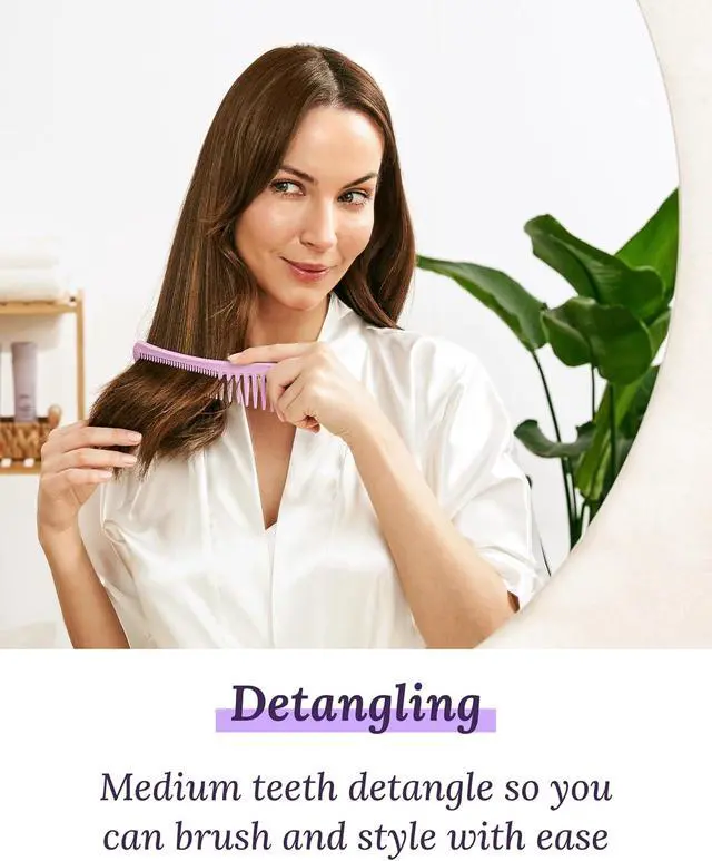 Alt view image 3 of 7 - Detangling Hair Comb for Women - 2-Sided Gentle Styling Comb With Wide and Fine Teeth - Conditioning and Detangling Comb for Thin, Thick, Curly, Straight, and All Other Womens Hair Types by Keranique
